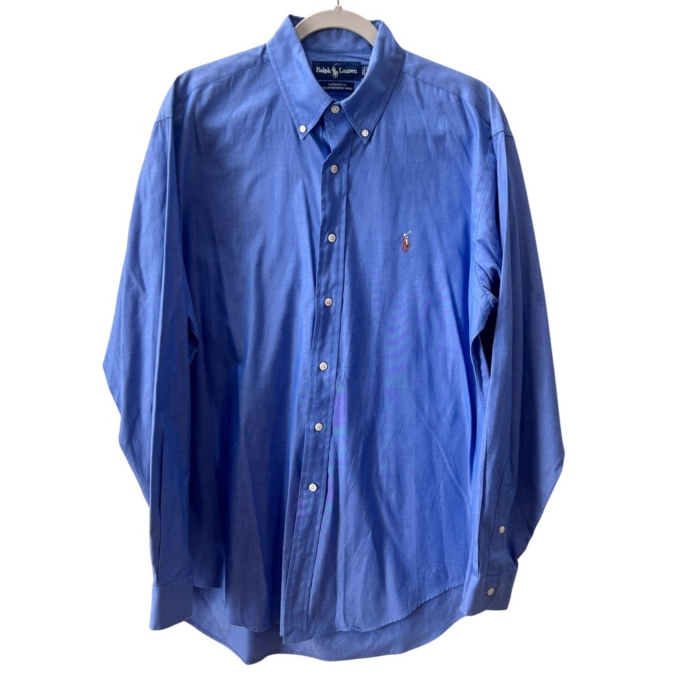 Ralph Lauren Yarmouth Oxford Shirt Blue Button-up Pony Logo Mens 16 34/35 Preppy